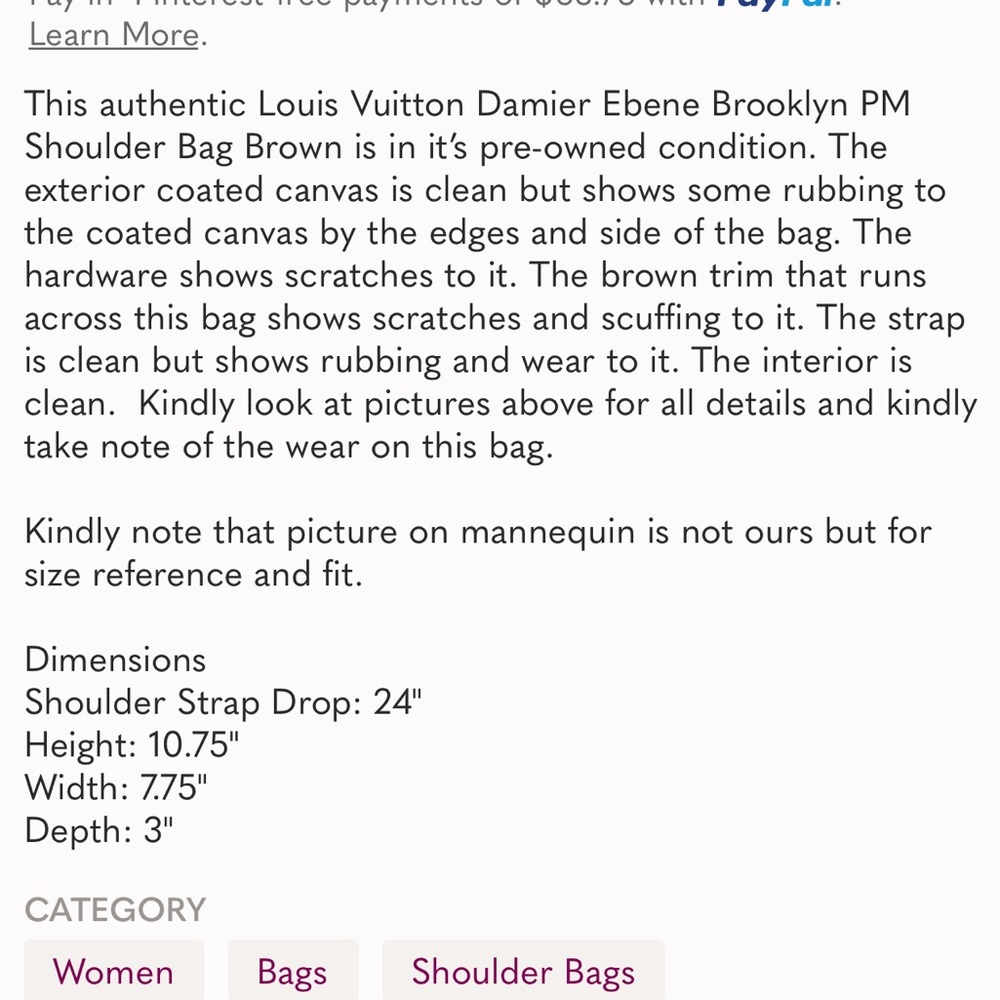 Louis Vuitton shoulder Damier Ebene bag PM Brooklyn Brown - Picture 16 of 17
